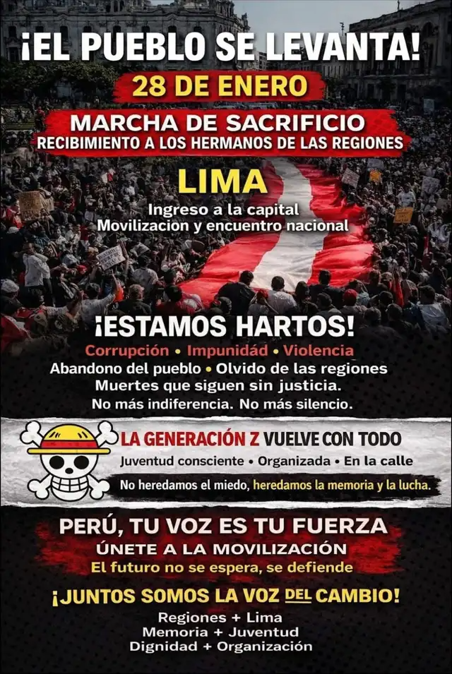 🚨🗣️ Generación Z convoca a marcha nacional contra José Jerí este 28 de enero tras el “Chifagate” 🇵🇪🔥