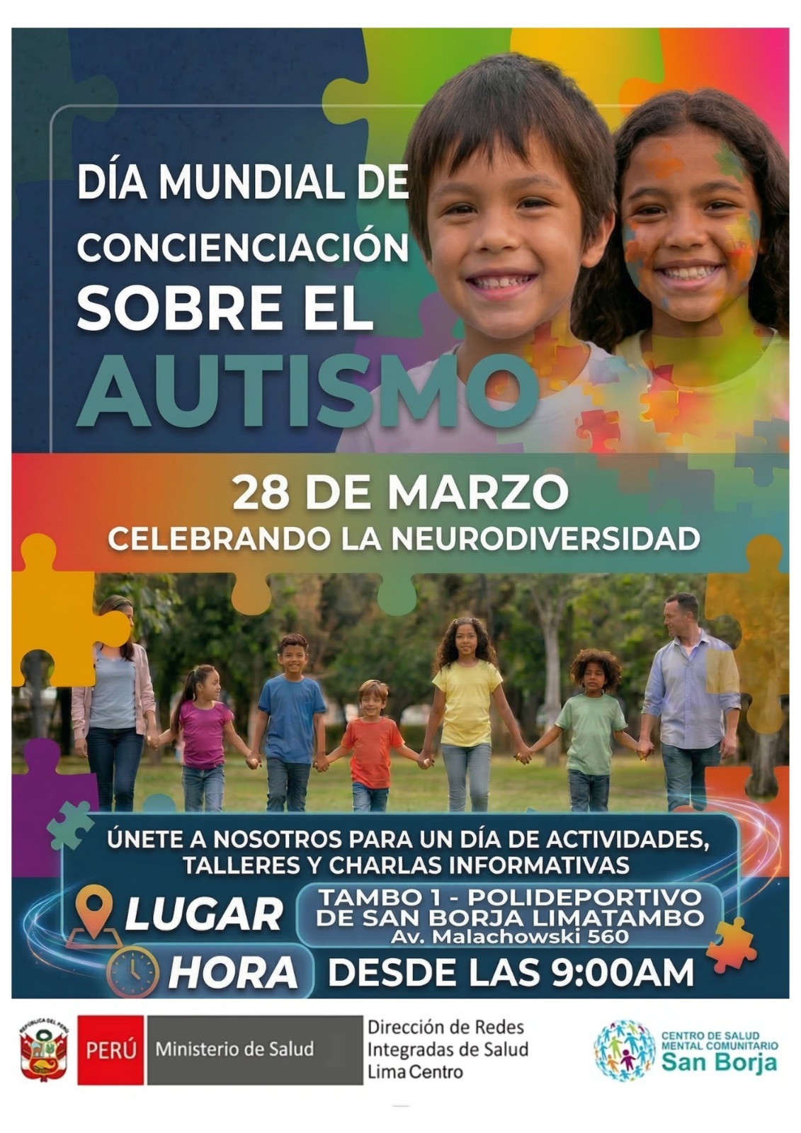 🧩 ¡San Borja se viste de azul! Únete a la gran jornada por el Día Mundial de Concienciación sobre el Autismo 💙🌈